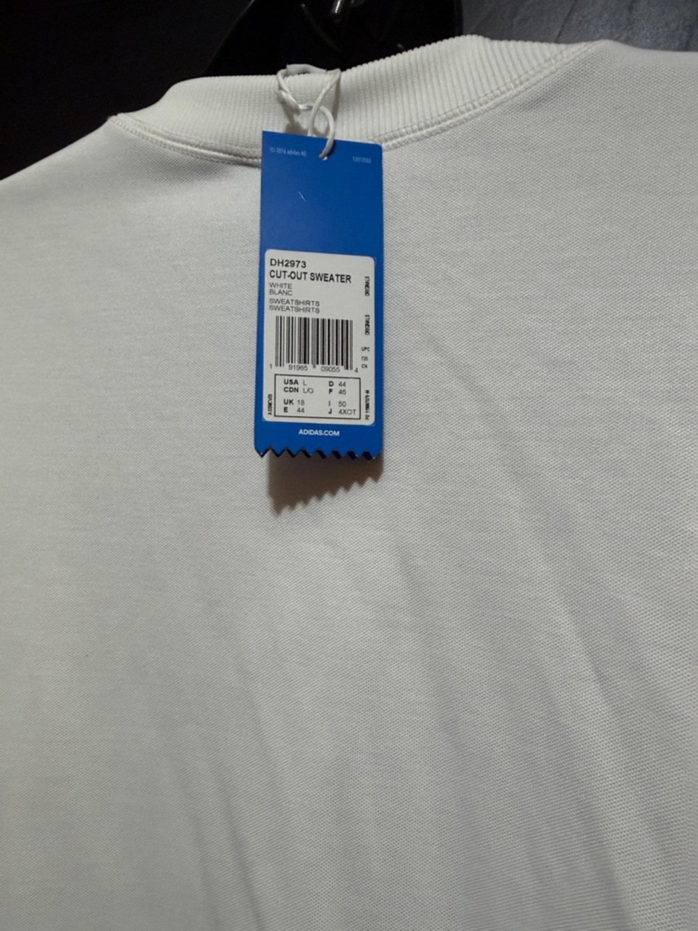 adidas White Sleeveless Sweatshirt with Black Trefoil - Picture 5 of 5